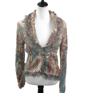 Vintage Alberto Makali Abstract Animal Print Blazer Sweater Size Medium